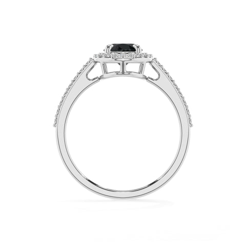 natural black-onyx oval half eterity halo solitaire engagement ring