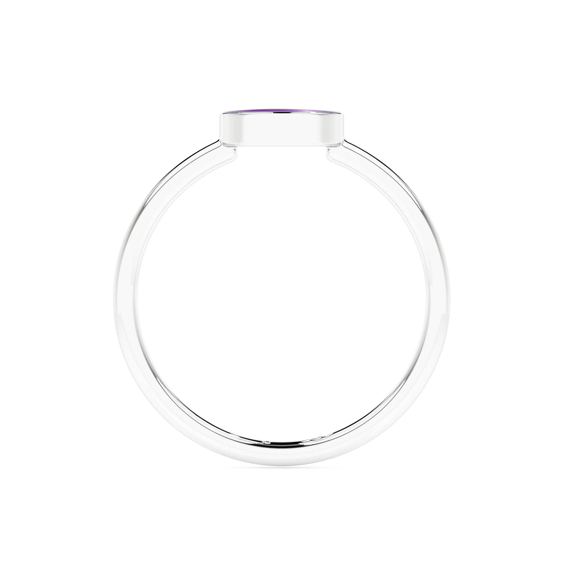 amethyst moon shape stackable bezel-set ring