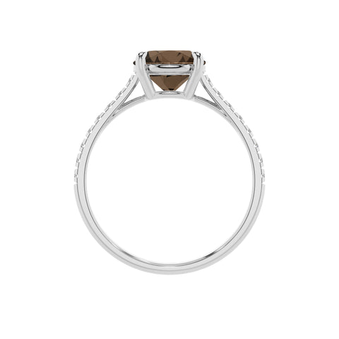 natural smoky-quartz round half eterity solitaire engagement ring