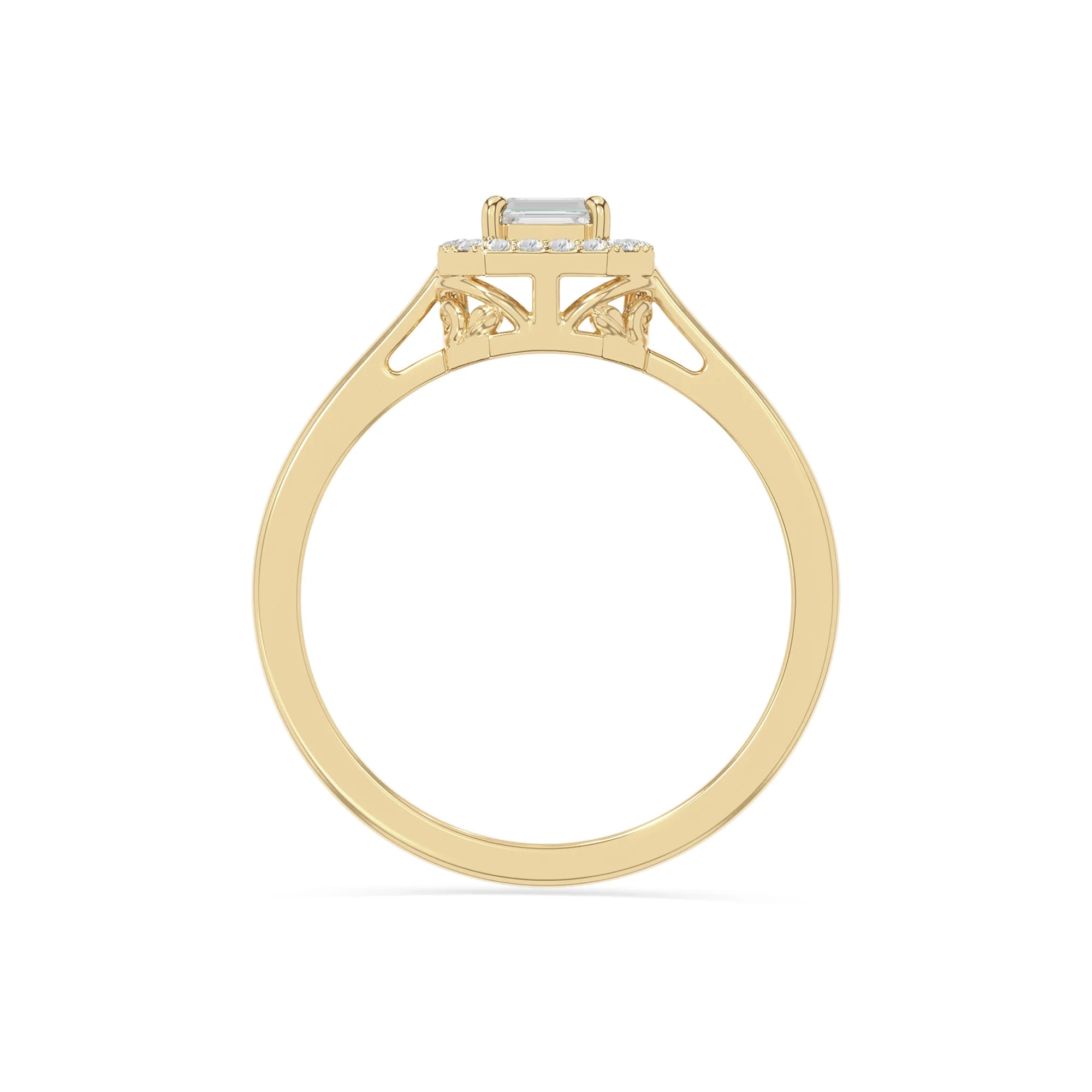 natural moissanite solitaire halo engagement rings in yellow gold vermeil