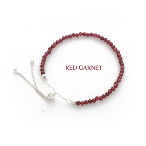 natural red-garnet round shape bolo bracelet