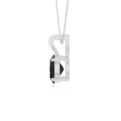 natural black-onyx v-bale solitaire necklaces in sterling silver 