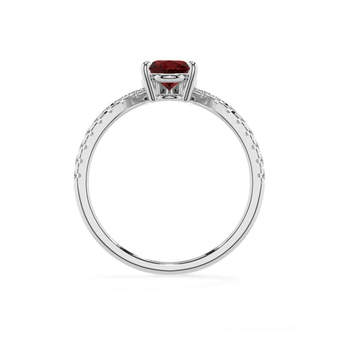 natural garnet pear solitaire engagement ring