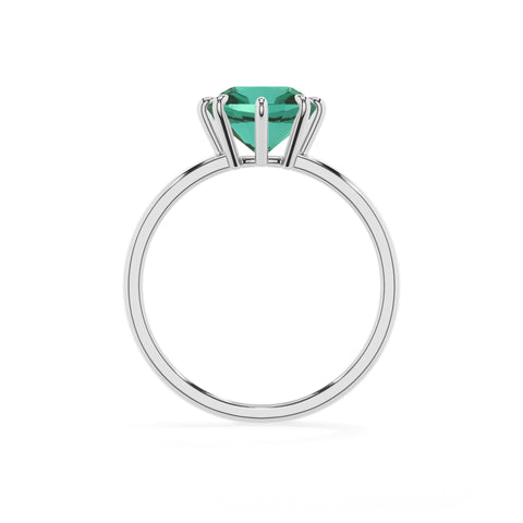 lab-grown emerald cushion solitaire engagement ring