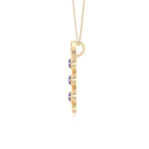 natural tanzanite 3 stone helix necklaces in yellow gold vermeil 