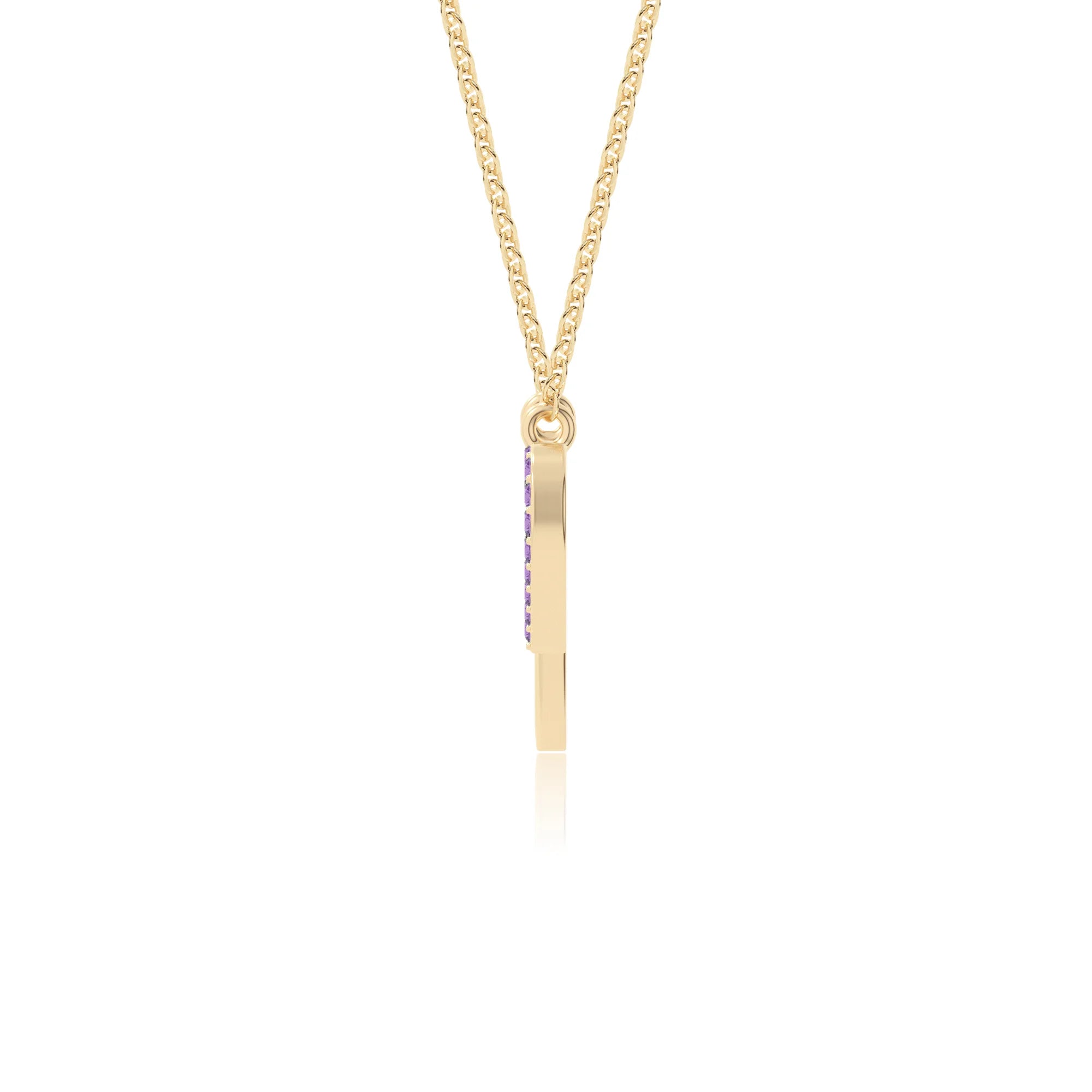natural amethyst heartbeat necklaces in yellow gold vermeil 