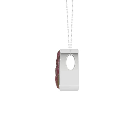 natural ruby-zoisite trillion shape pendant necklace