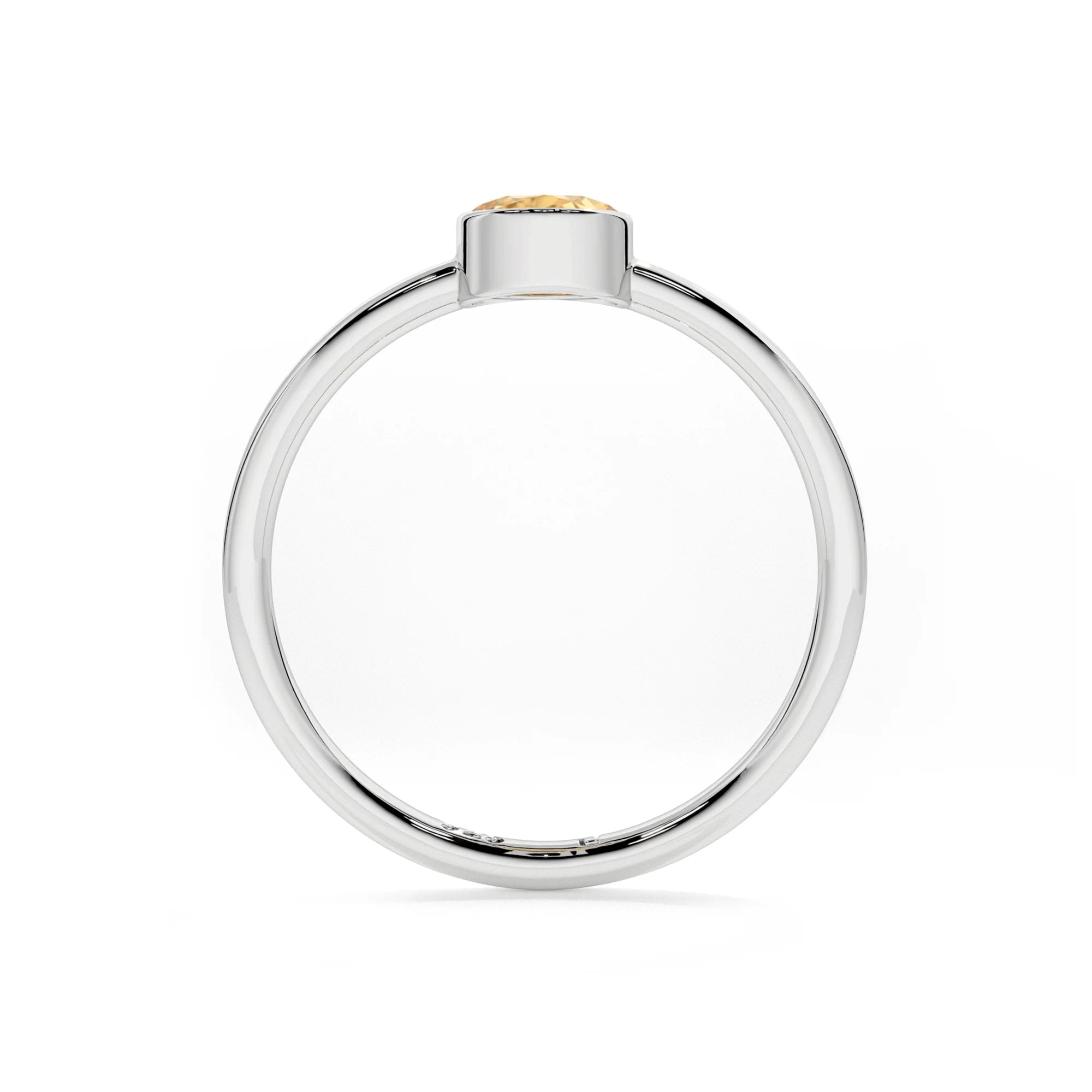 citrine round cut stackable bezel-set ring