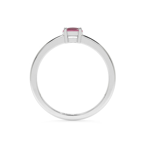 pink tourmaline round cab stackable prong-set ring