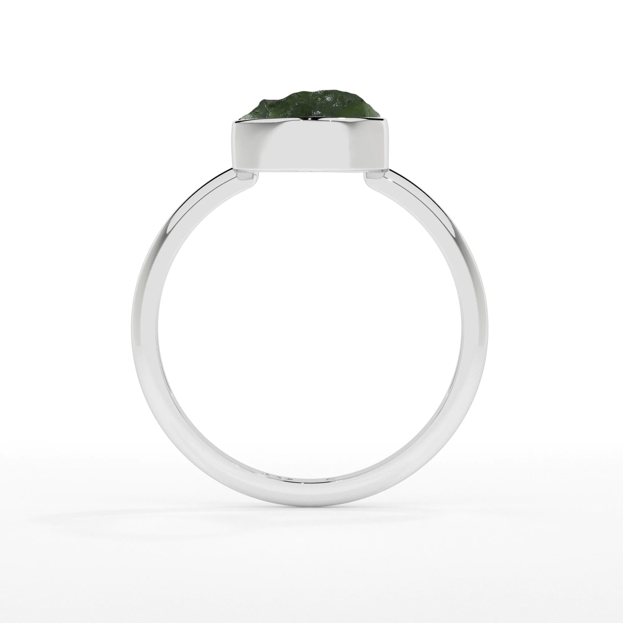 moldavite rough shape stackable bezel-set ring