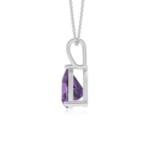 lab grown amethyst trillion shape solitaire pendant necklace