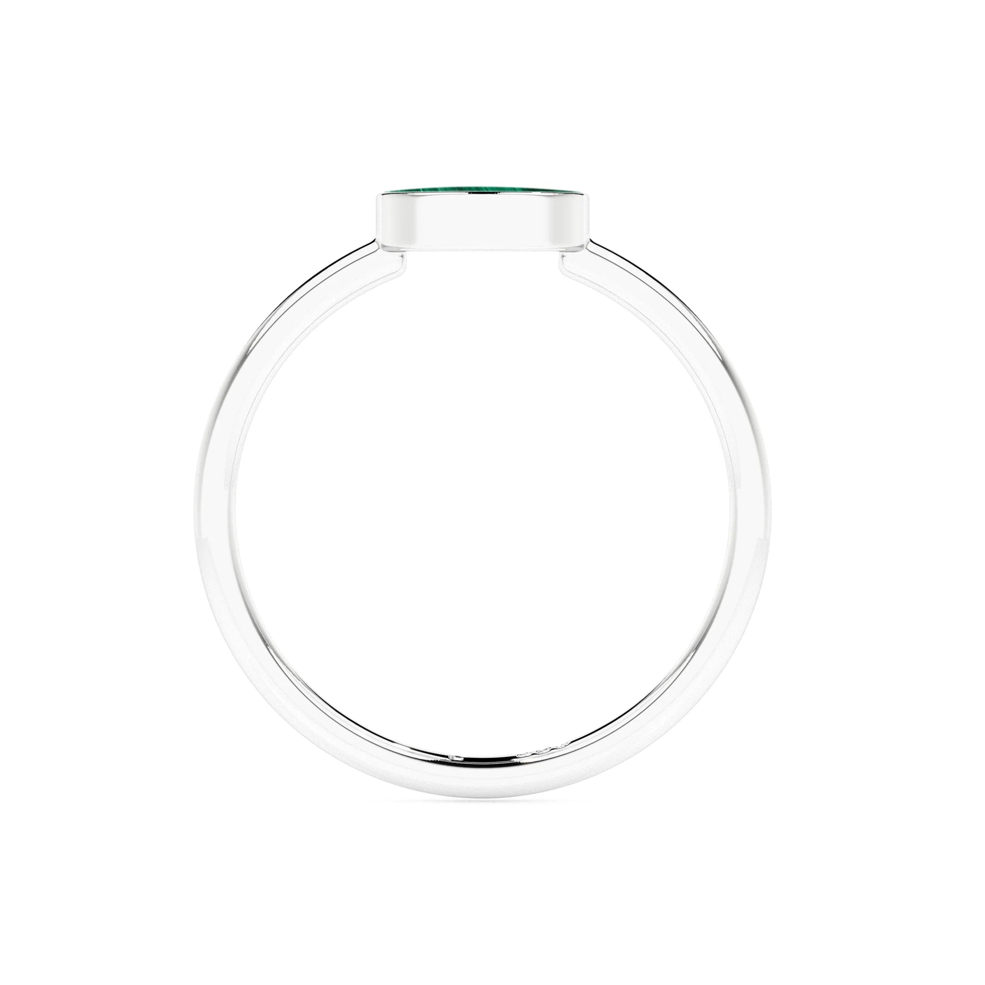 malachite moon shape stackable bezel-set ring