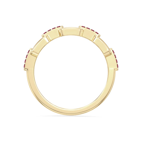 natural ruby interlocking wedding band rings in yellow gold vermeil