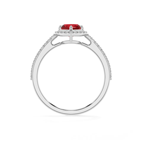 lab-grown ruby heart half eterity halo solitaire engagement ring