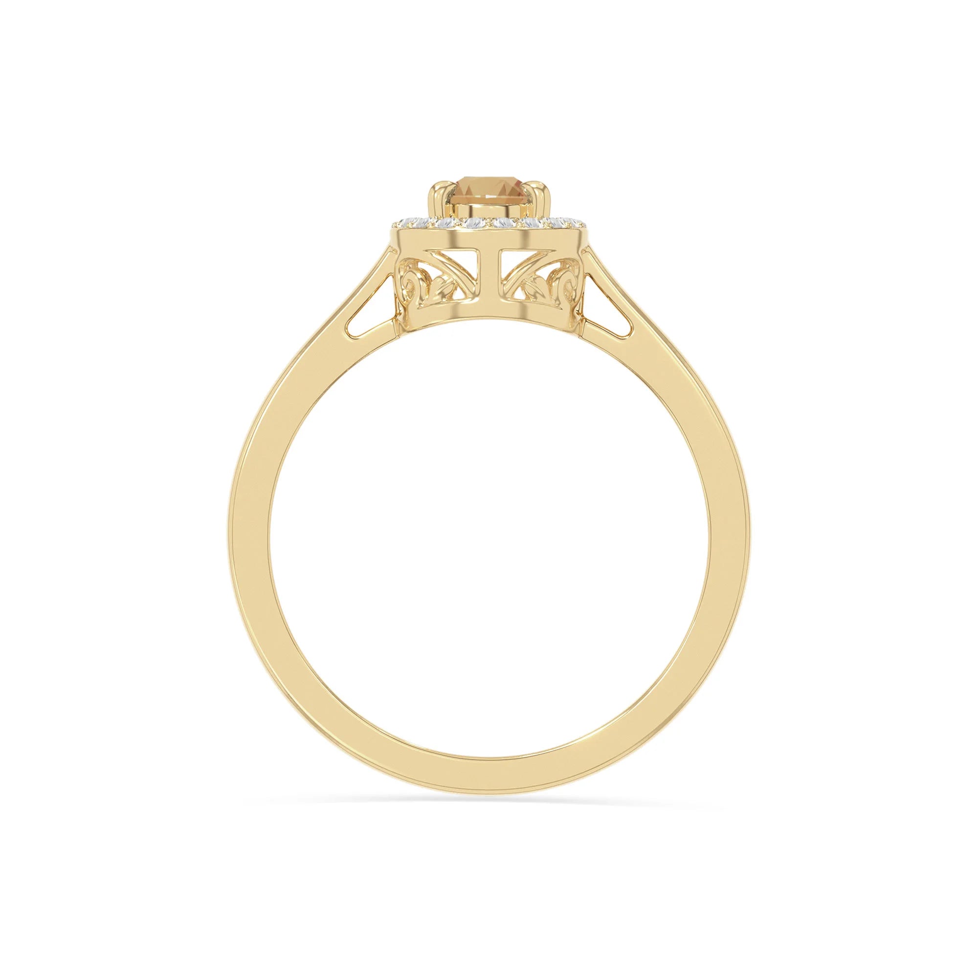 natural citrine solitaire halo engagement rings in yellow gold vermeil
