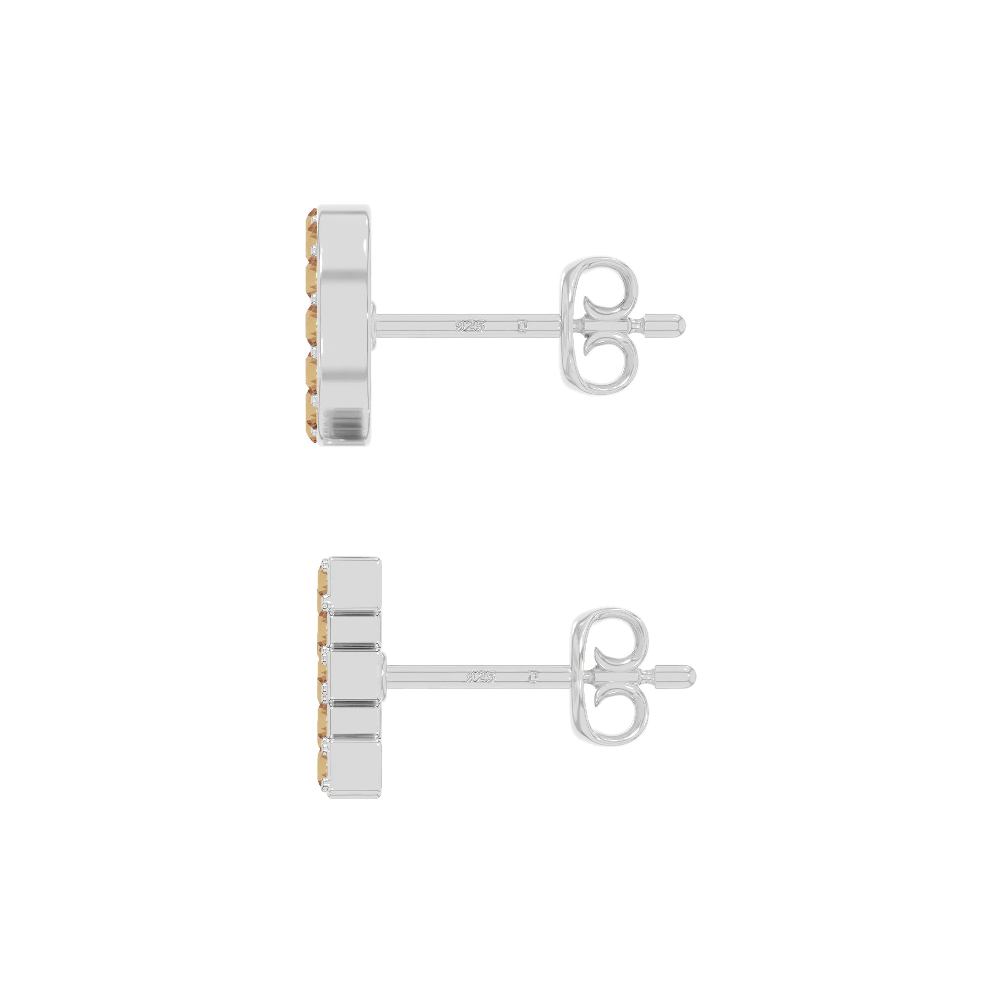 natural citrine love stud earrings in sterling silver 