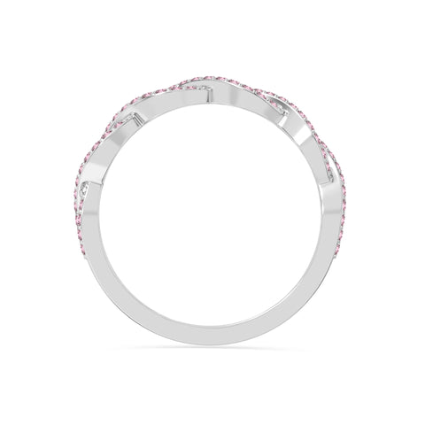 natural pink tourmaline twisted wedding band rings in sterling silver 