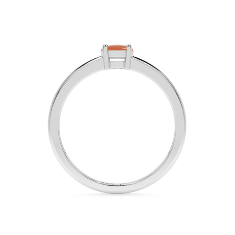 carnelian round cab stackable prong-set ring