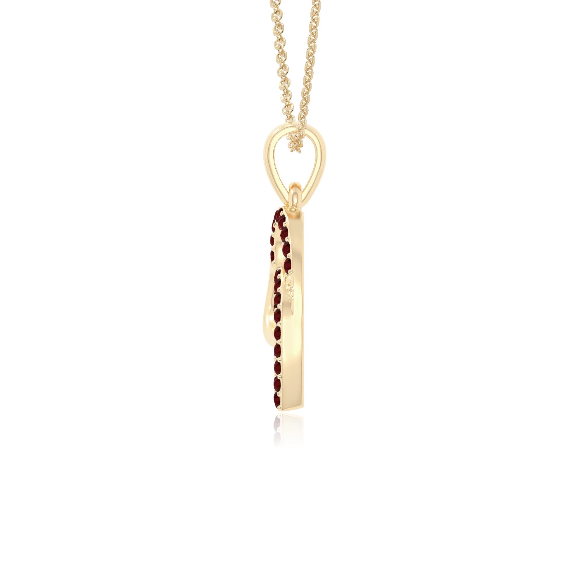 natural garnet heart in heart necklaces in yellow gold vermeil 