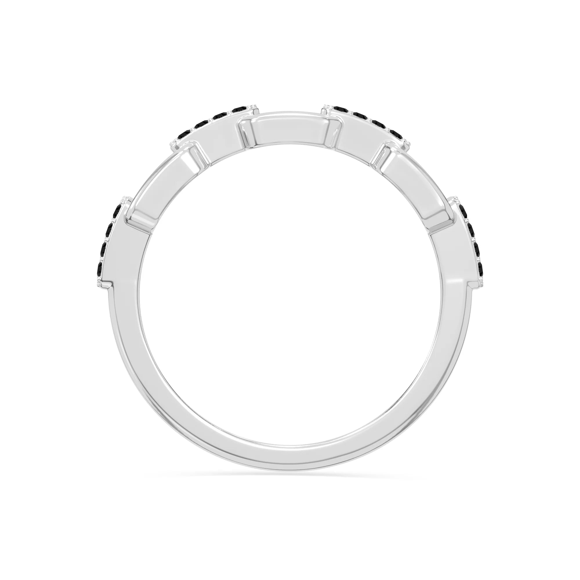 natural black onyx interlocking wedding band rings in sterling silver 