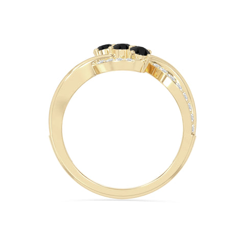 natural black onyx infinity promise rings in yellow gold vermeil