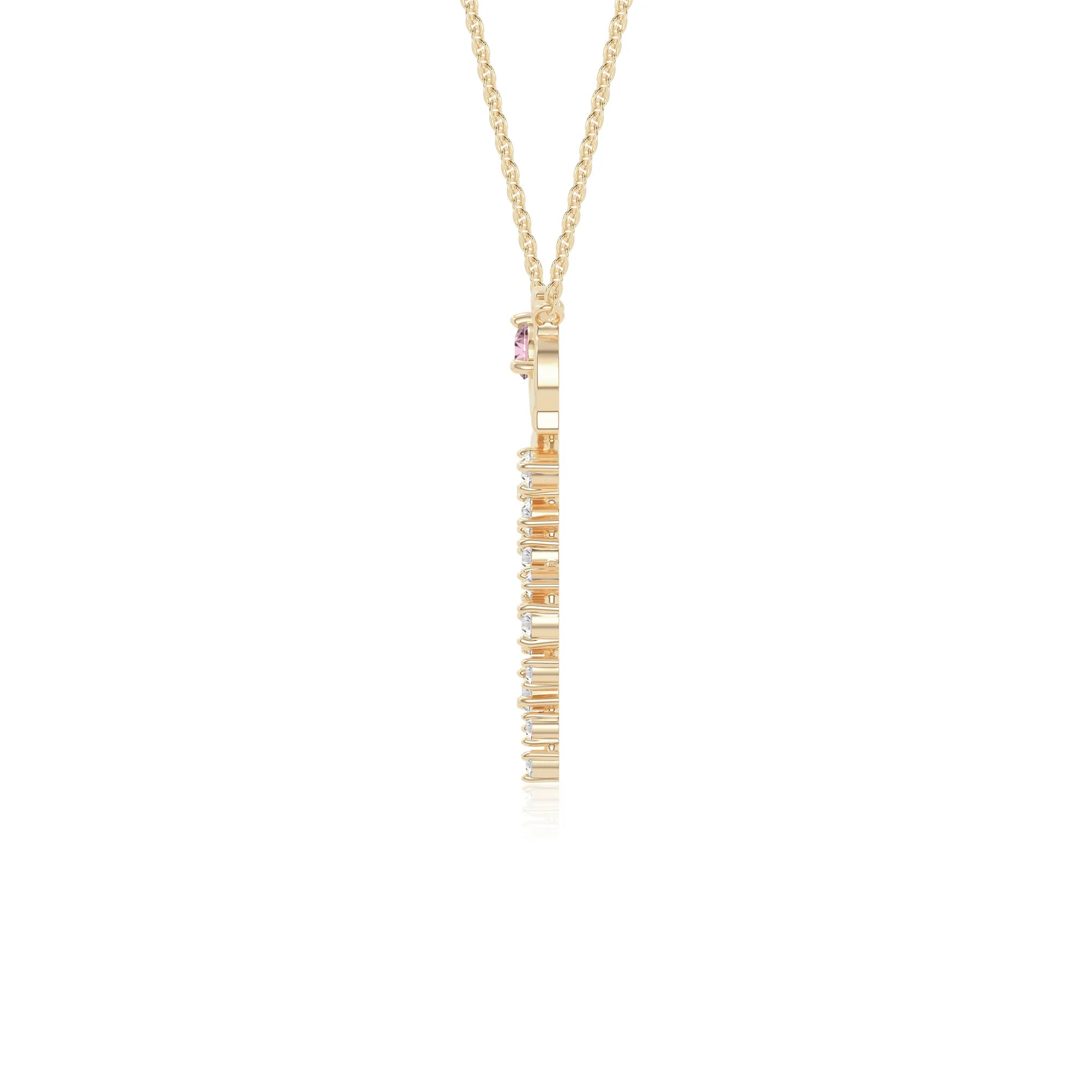 natural pink tourmaline rose flower necklaces in yellow gold vermeil 