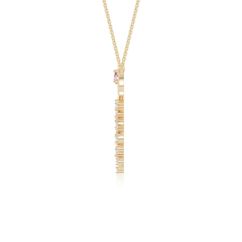 natural pink tourmaline rose flower necklaces in yellow gold vermeil 