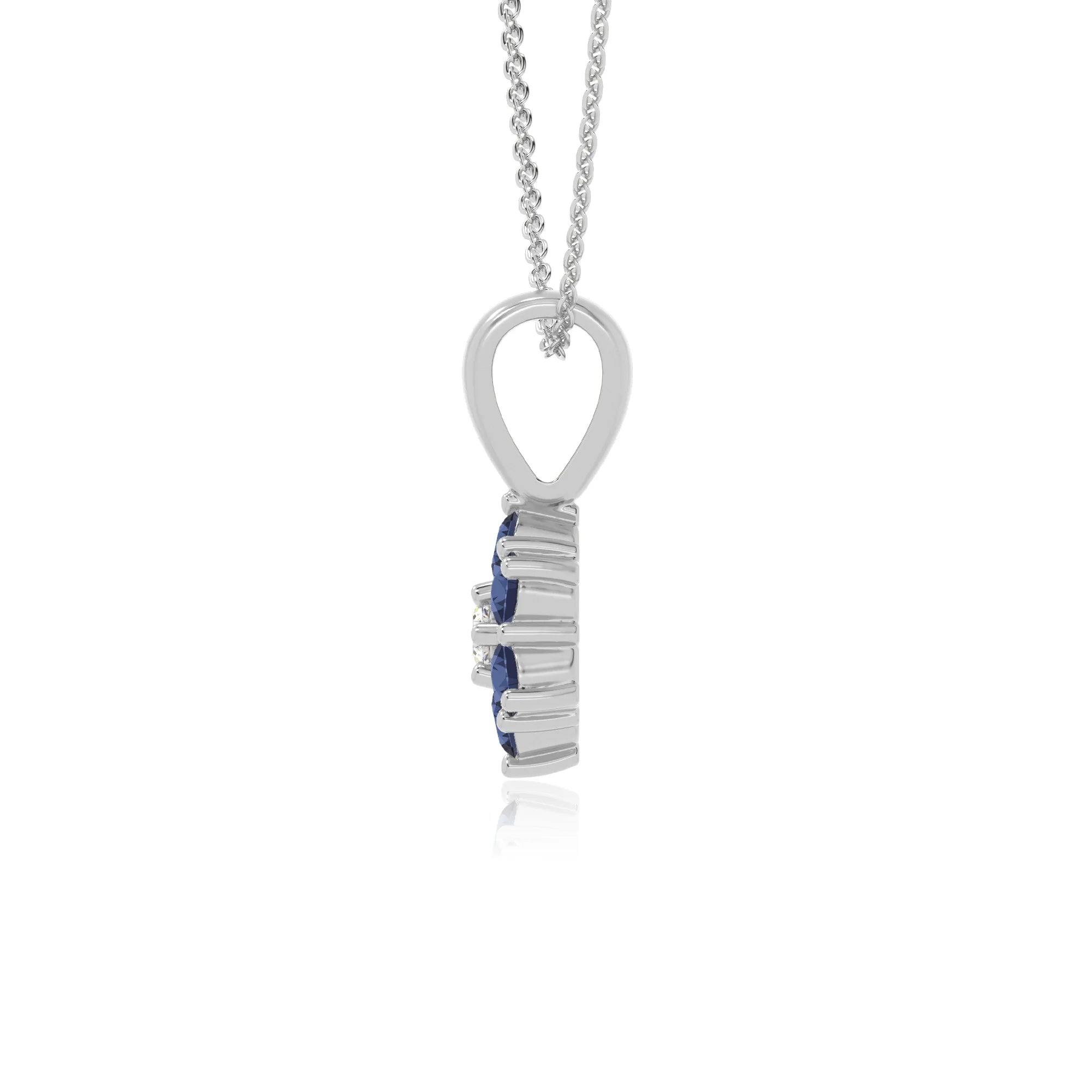 natural blue-sapphire flower necklaces in sterling silver 