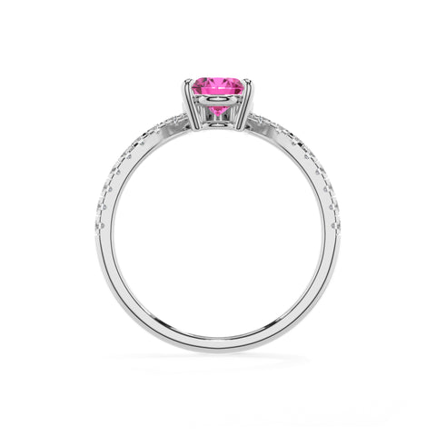 lab-grown pink-sapphire pear solitaire engagement ring