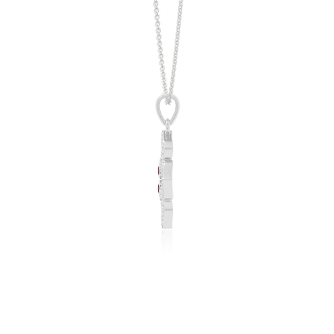 natural ruby 4 petal flower necklaces in sterling silver 
