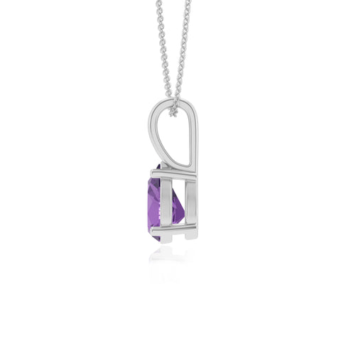 lab grown amethyst pear shape solitaire pendant necklace