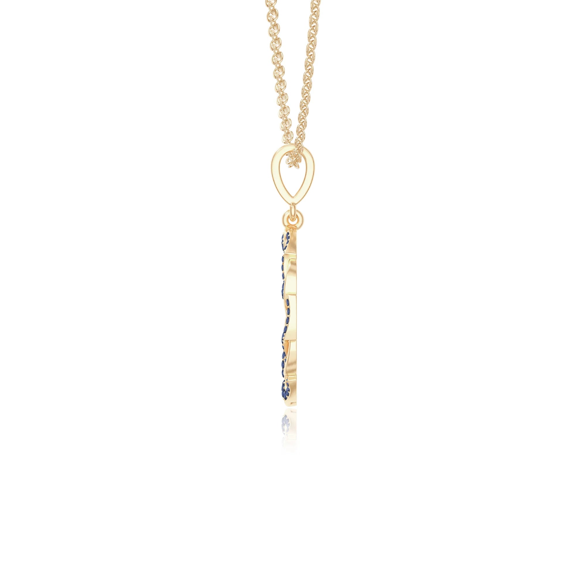 natural blue-sapphire infinity love knot necklaces in yellow gold vermeil 