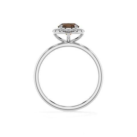 natural smoky-quartz round halo solitaire engagement ring