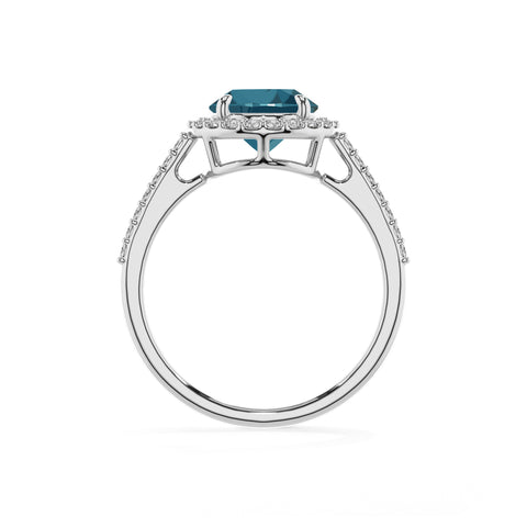 natural london blue topaz round half eterity halo solitaire engagement ring