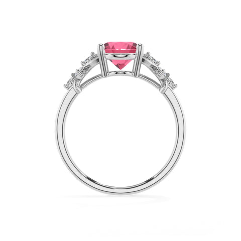 lab-grown pink-tourmaline oval criss cross solitaire engagement ring