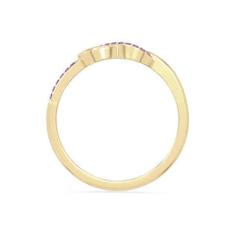 natural amethyst infinity knot promise rings in yellow gold vermeil