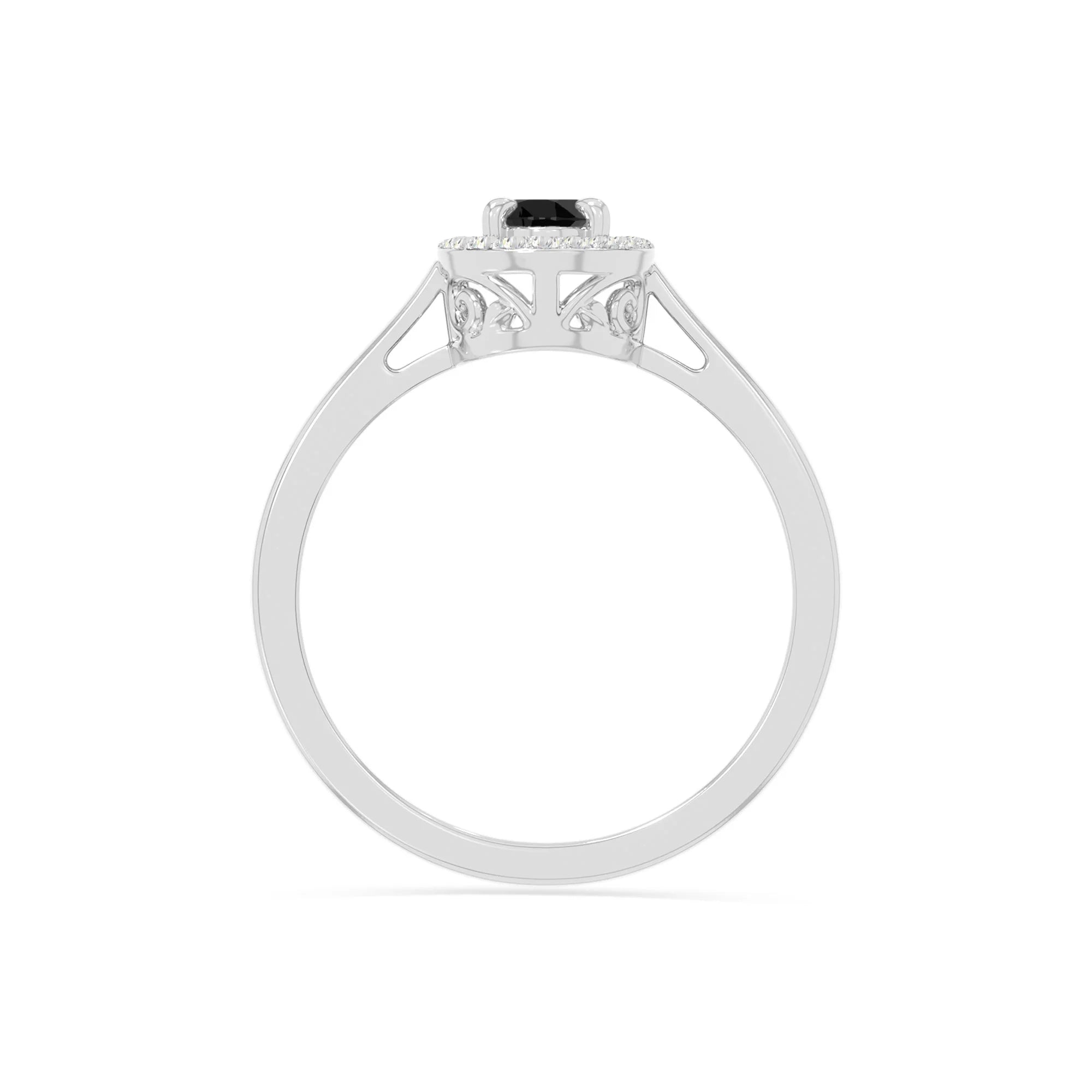 natural black onyx solitaire halo engagement rings in sterling silver 