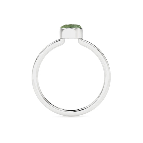 green-tourmaline rough shape stackable bezel-set ring