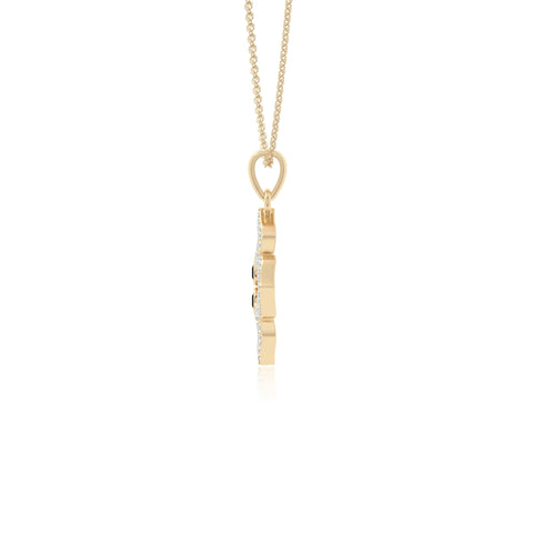 natural black-onyx 4 petal flower necklaces in yellow gold vermeil 