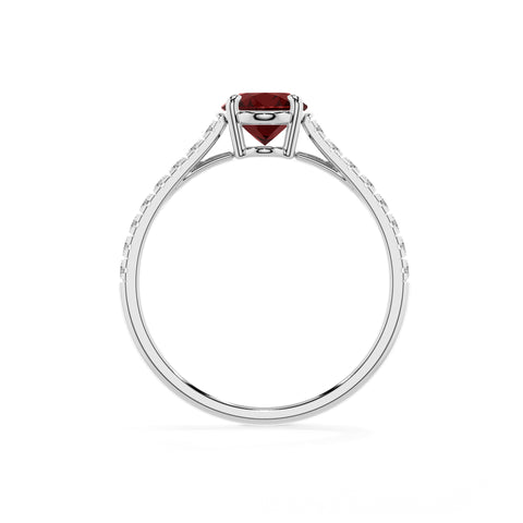 natural garnet oval half eterity solitaire engagement ring