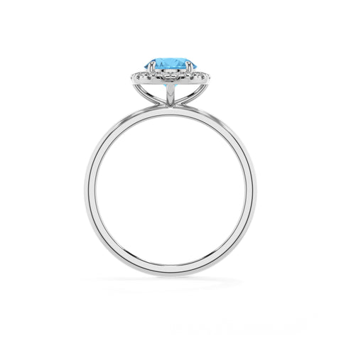 natural swiss blue topaz round halo solitaire engagement ring