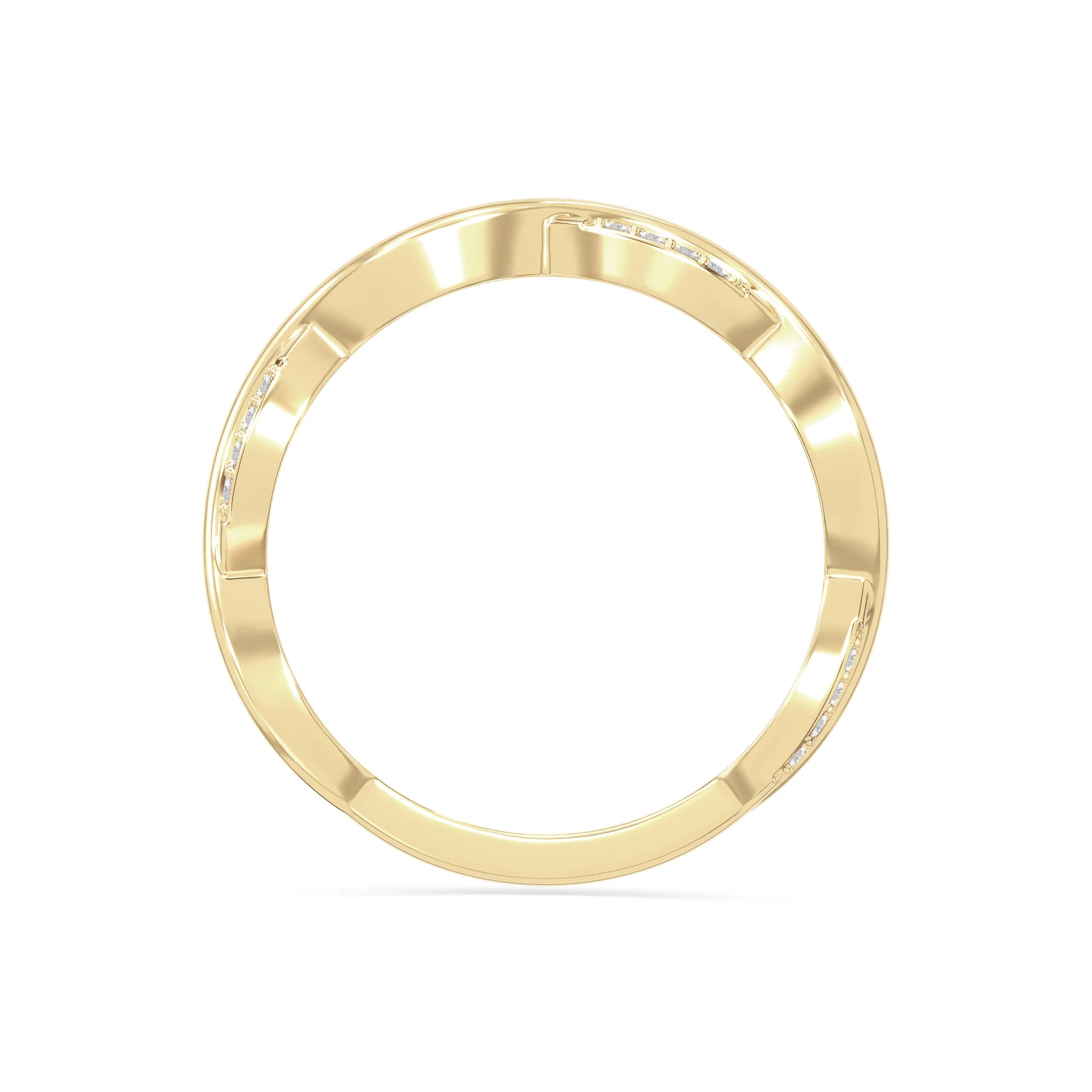 natural moissanite twisted wedding band rings in yellow gold vermeil