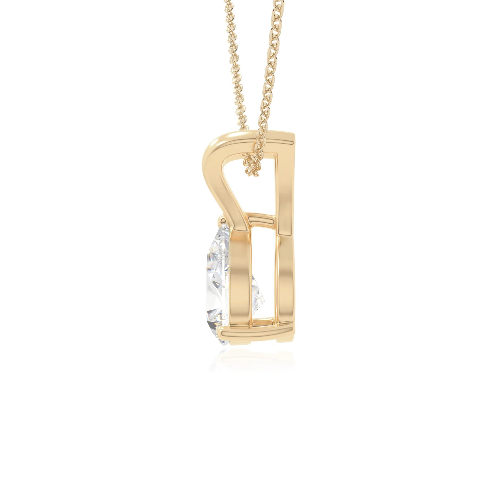 moissanite v-bale solitaire necklaces in yellow gold vermeil 