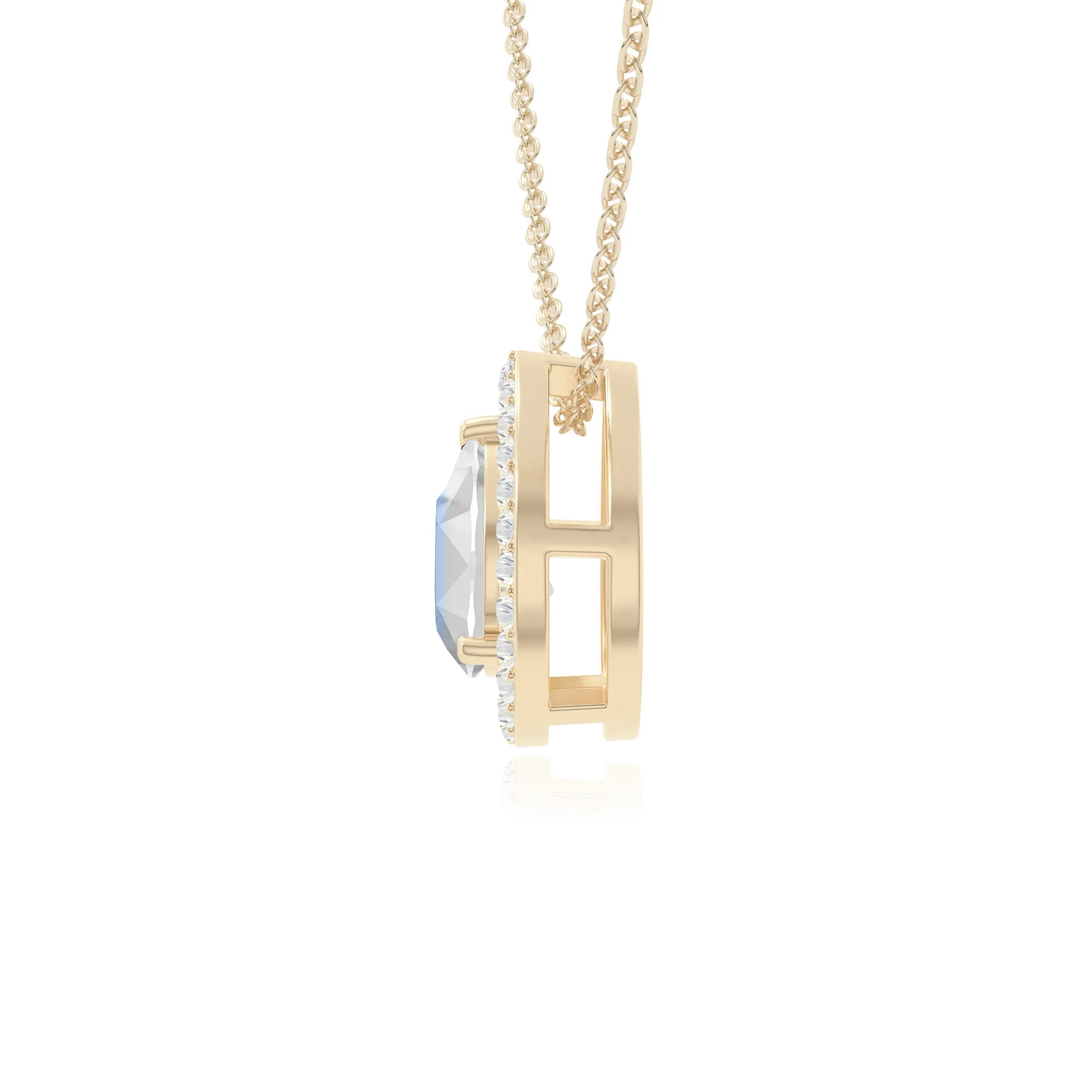 rainbow moonstone solitaire halo necklaces in yellow gold vermeil 