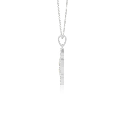 natural citrine 4 petal flower necklaces in sterling silver 