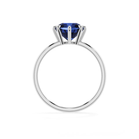 lab-grown blue-sapphire cushion solitaire engagement ring