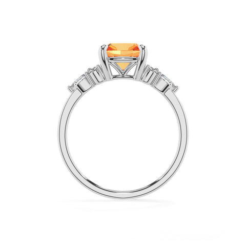 lab-grown citrine cushion solitaire engagement ring