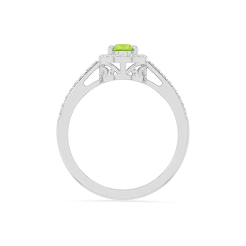 natural peridot solitaire halo engagement rings in sterling silver 