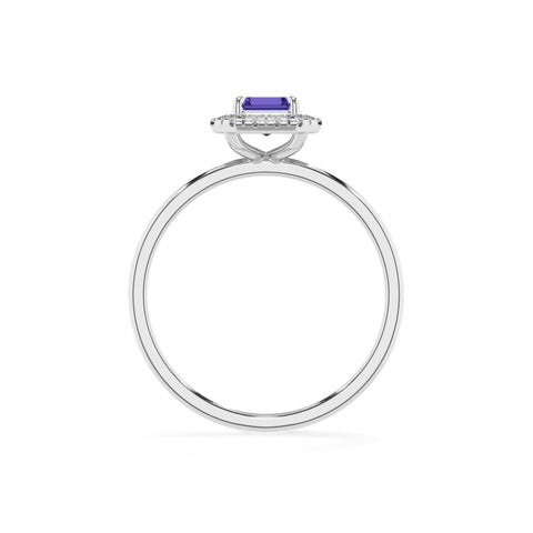 lab-grown tanzanite emerald halo solitaire engagement ring