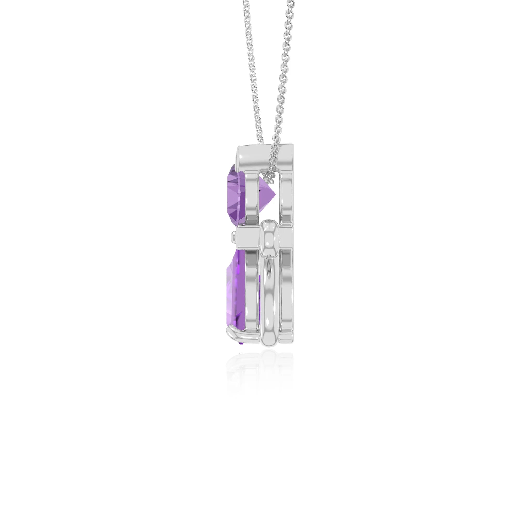 natural amethyst heart in heart necklaces in sterling silver 